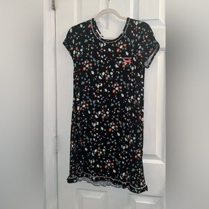 Size small black floral ditsy daisies white red blue sleep dress nightgown